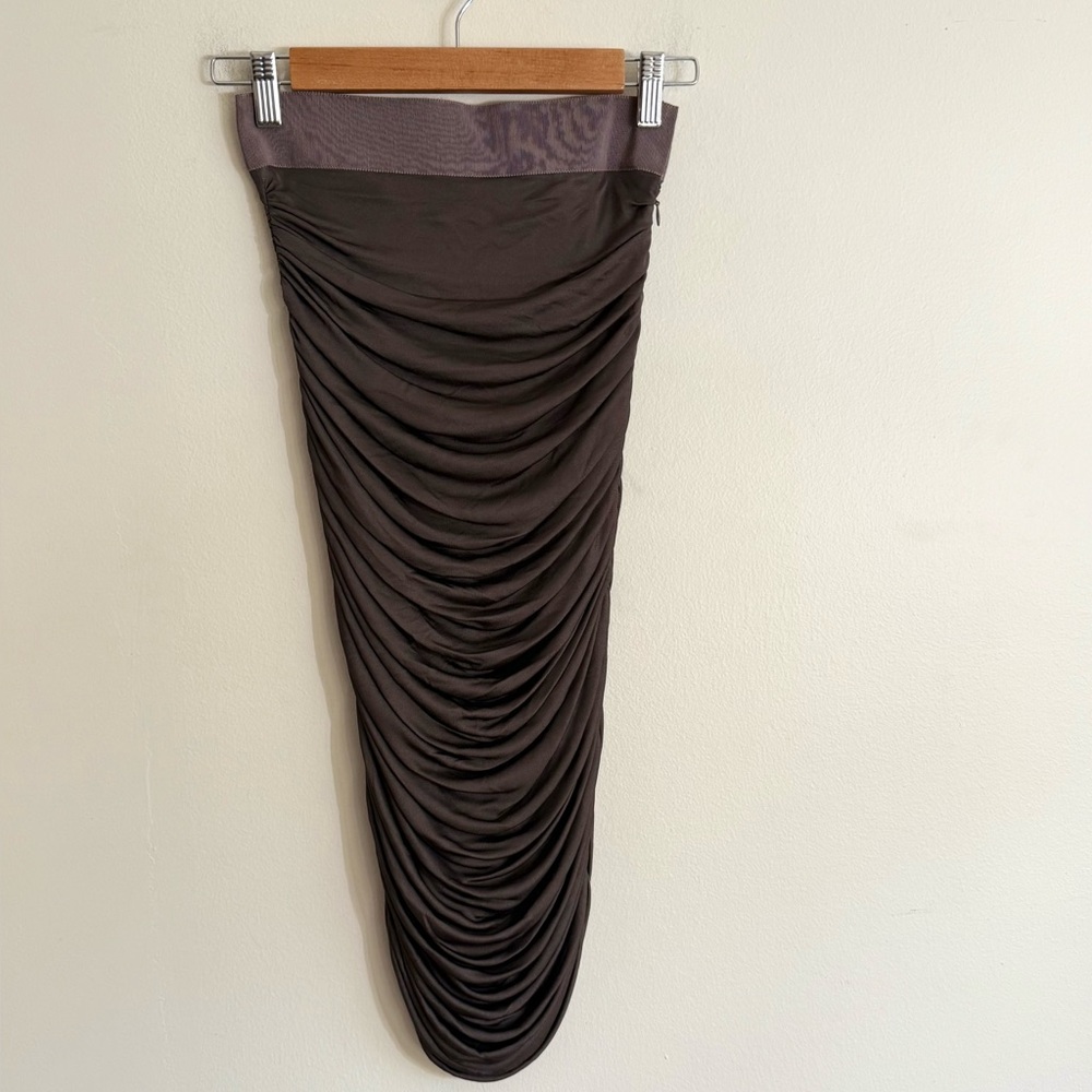 NWT GIAMBATTISTA VALLI Brown Ruched Cascade skirt size 4